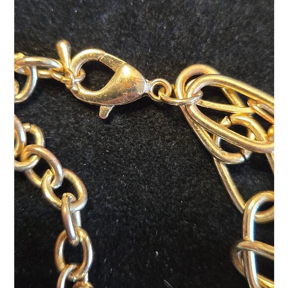 Unmarked Gold Multi-Chain Bracelet With Beads in Green and Yellow Tones - Picture 2 of 11